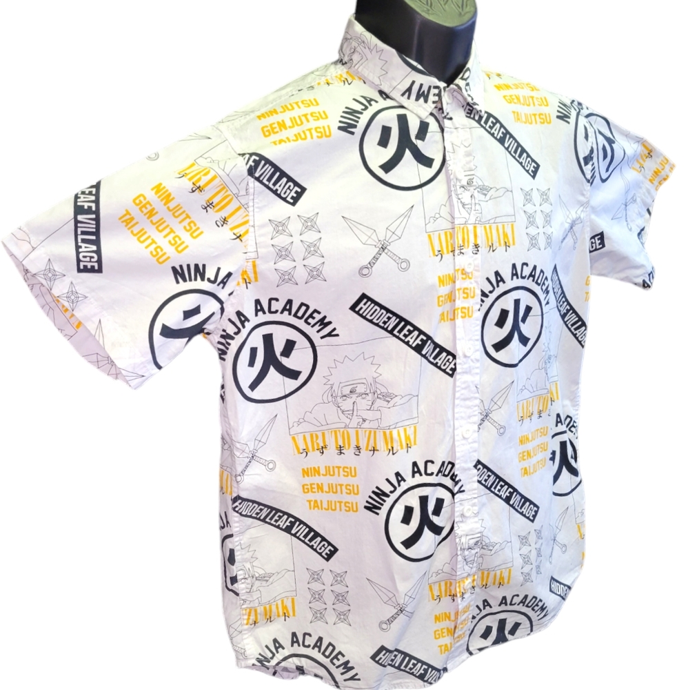 Naruto Shippuden Collection Short‎ Sleeve Button Down Shirt sz L